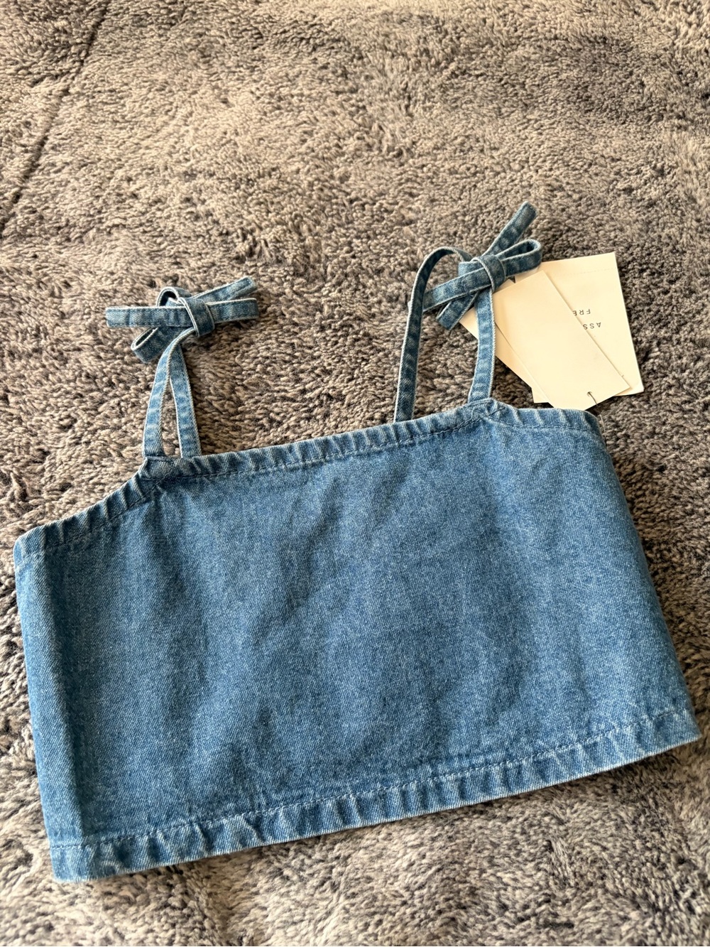 Girls' Blue Denim Tie-Shoulder Crop Top